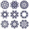 Set of nine circular patterns