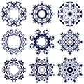 Set of nine circular patterns