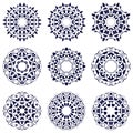 Set of nine circular patterns