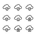 Cloud Security Icons Set Data Protection Cybersecurity Royalty Free Stock Photo