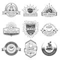 Set of nine coffee logo templates. Coffee labels