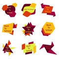 Set of nine colorful back to school badges.