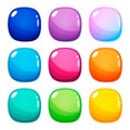 Set of nine colorful rounded square glossy buttons. Royalty Free Stock Photo