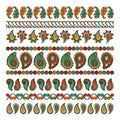 Set of nine decorative indian flower elements design