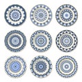 Set of nine decorative plates