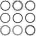 Set of nine decorative vector round frames for your design