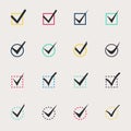 Set of nine different colors vector check marks