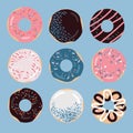 Set of nine doughnuts