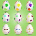 Set of nine easter eggs