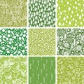 Set of nine ecological seamless patterns