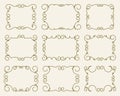 Set of nine elegant very simple, but stylish calligraphy vector frames for your design