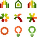 Set of nine energy efficiency certification icons