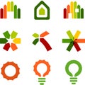 Set of nine energy efficiency certification icons