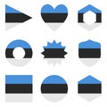 Set of nine form Estonia. Vector icons. National flag of the Royalty Free Stock Photo