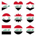 Set of nine form Iraq. Vector icons. National flag of the Royalty Free Stock Photo