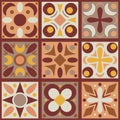 set of nine geometry items semless pattern in autumn colors