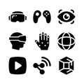 Modern Glyph Style Virtual Reality and Metaverse Icon Set with Outline Royalty Free Stock Photo