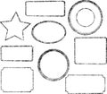 Set of nine grunge black vector templates for rubber stamps Royalty Free Stock Photo