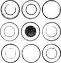 Set of nine grunge templates for rubber stamps Royalty Free Stock Photo