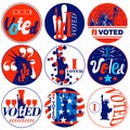 I Voted Presidential Election campaign badges for United States of America