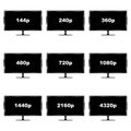 Set of nine images of video file formats on TVs