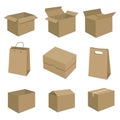 Set of nine isometric cardboard boxes