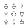 Collection of Bathroom and Kitchen Utensils Line Icons Royalty Free Stock Photo
