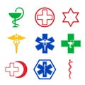 Set of nine medical emblems Royalty Free Stock Photo