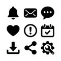 Minimalist Solid UI Icon Set with Basic Interface Symbols Collection Royalty Free Stock Photo
