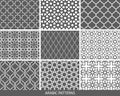 Set of nine monochrome Arabic patterns Royalty Free Stock Photo