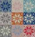 Set of nine nordic knitted seamless pattern. EPS 10 vector