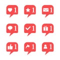 Set of nine notifications in social media Royalty Free Stock Photo