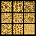 Set of nine Seamless autumn patterns. Thanksg