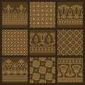 Set of nine a seamless vector illustration based on the Egyptian national ornament Royalty Free Stock Photo