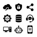 Simple Flat Design Technology and Communication Icon Symbol Set Collection Royalty Free Stock Photo