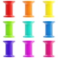 Set of nine stylized columns, pillars isolated