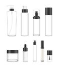 Set of nine transparent cosmetic tubes. Vector