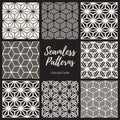 Set of Nine Vector Seamless Cube Lines Geometric Pattern Collection Royalty Free Stock Photo