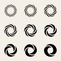 Set of Nine Vector Twisting Circes Logo Design Elements