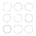 Set of nine very simple, but stylish round frames with full editable stroke width and fill color