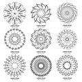 Set of nine vintage geometric circular elements