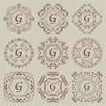 Set of nine vintage monograms.