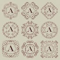 Set of nine vintage monograms.