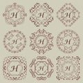 Set of nine vintage monograms.