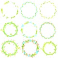 A set of nine wreaths of different densities and different colors.