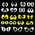 A set of nineteen pairs of eyes. eye in darkness. Royalty Free Stock Photo
