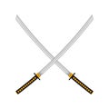 Set of Ninja Sword. Asian Traditional Weapon. Katana Logo