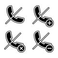 set of no call tube icon. Element of phone for mobile concept and web apps icon. Glyph, flat icon for website design and