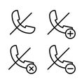 set of no call tube icons. Element of phone icons for mobile concept and web apps. Thin line icons for website design and developm