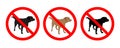 Set No Dogs Sign isolated on white background. Prohibition sign. Not Allowed Sign. Labrador retriver silhouette. Vector illustrati